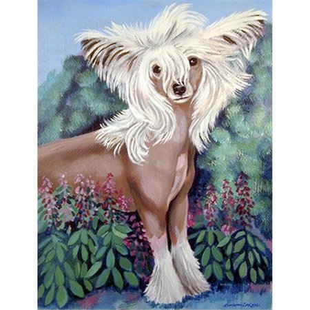 PATIOPLUS Chinese Crested in flowers Flag Garden Size PA252097